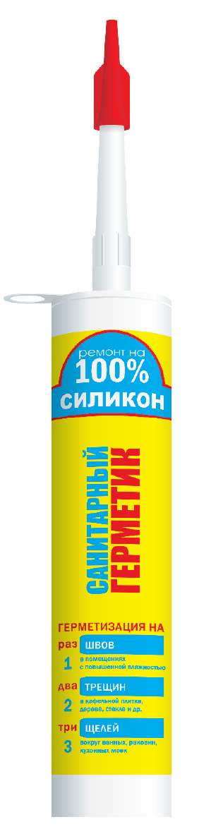 Ремонт на 100% S герметик силиконовый санитарный, бесцветный, 260 ml (1 кор - 24 шт), Эстония 